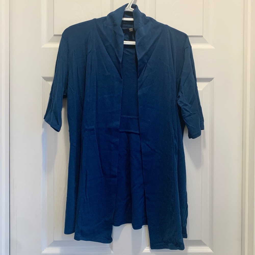 Teal Open Front Cardigan Top with- Large